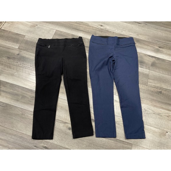 Candie's Pants - Candies Audrey Pull On Ankle Pants Bundle XL Black Navy Blue Zipper Pockets 2pk